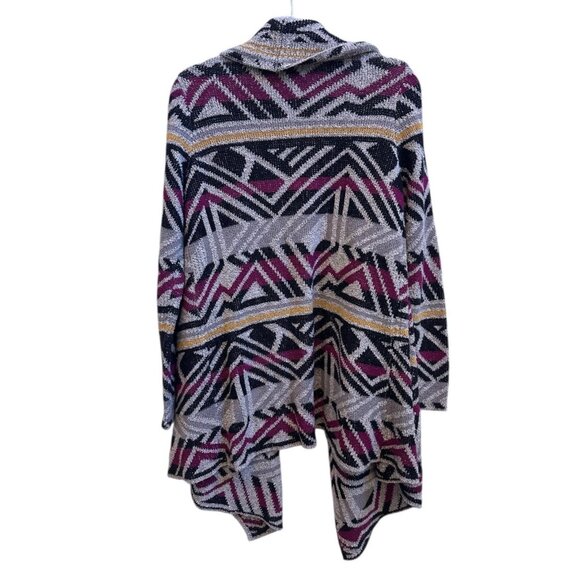 Lucky Brand Aztec Intarsia Sweater Open Front Southwest Cardigan Sweater Sz M - Picture 6 of 8